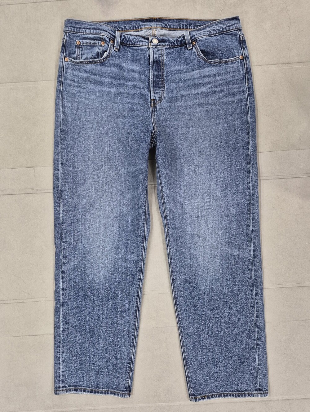 Levi's 501 jeans women's 16W distressed edges straight leg stretch button fly